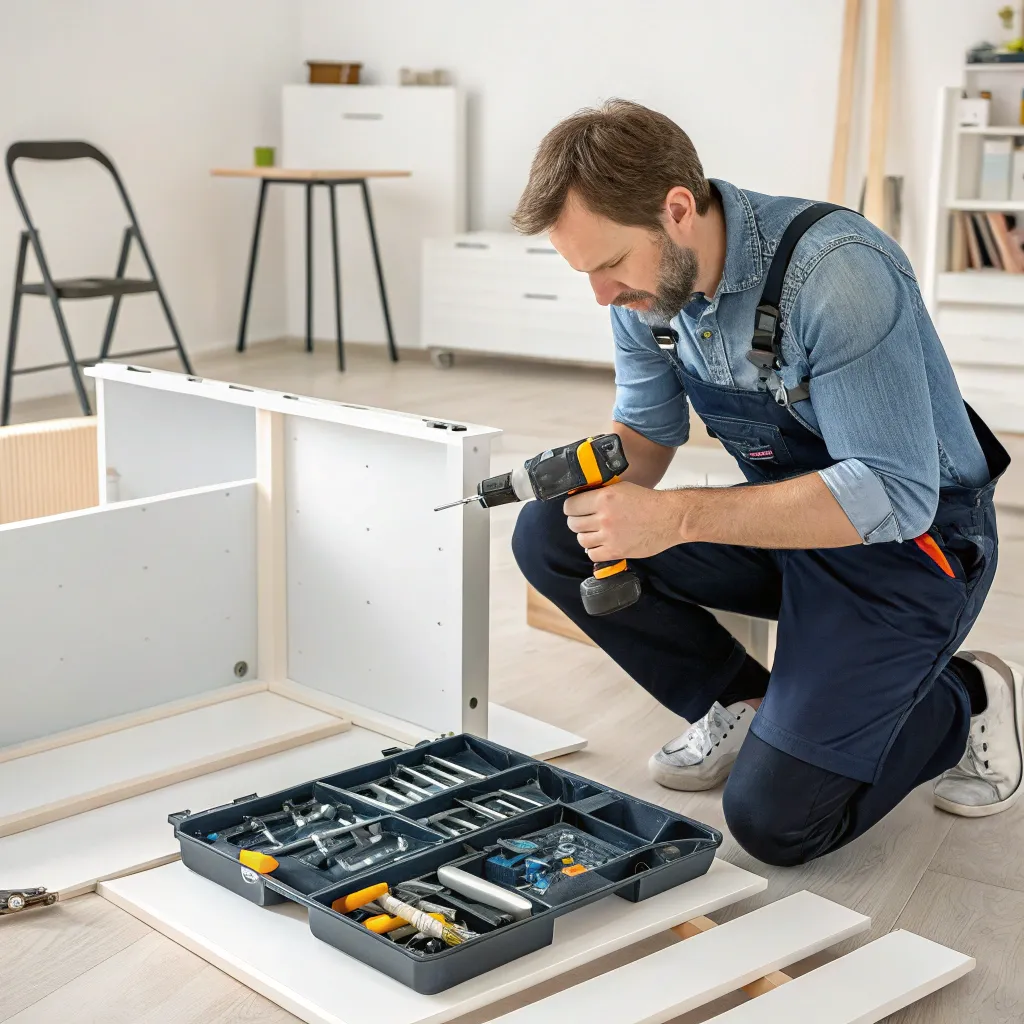 Instructor demonstrating furniture assembly